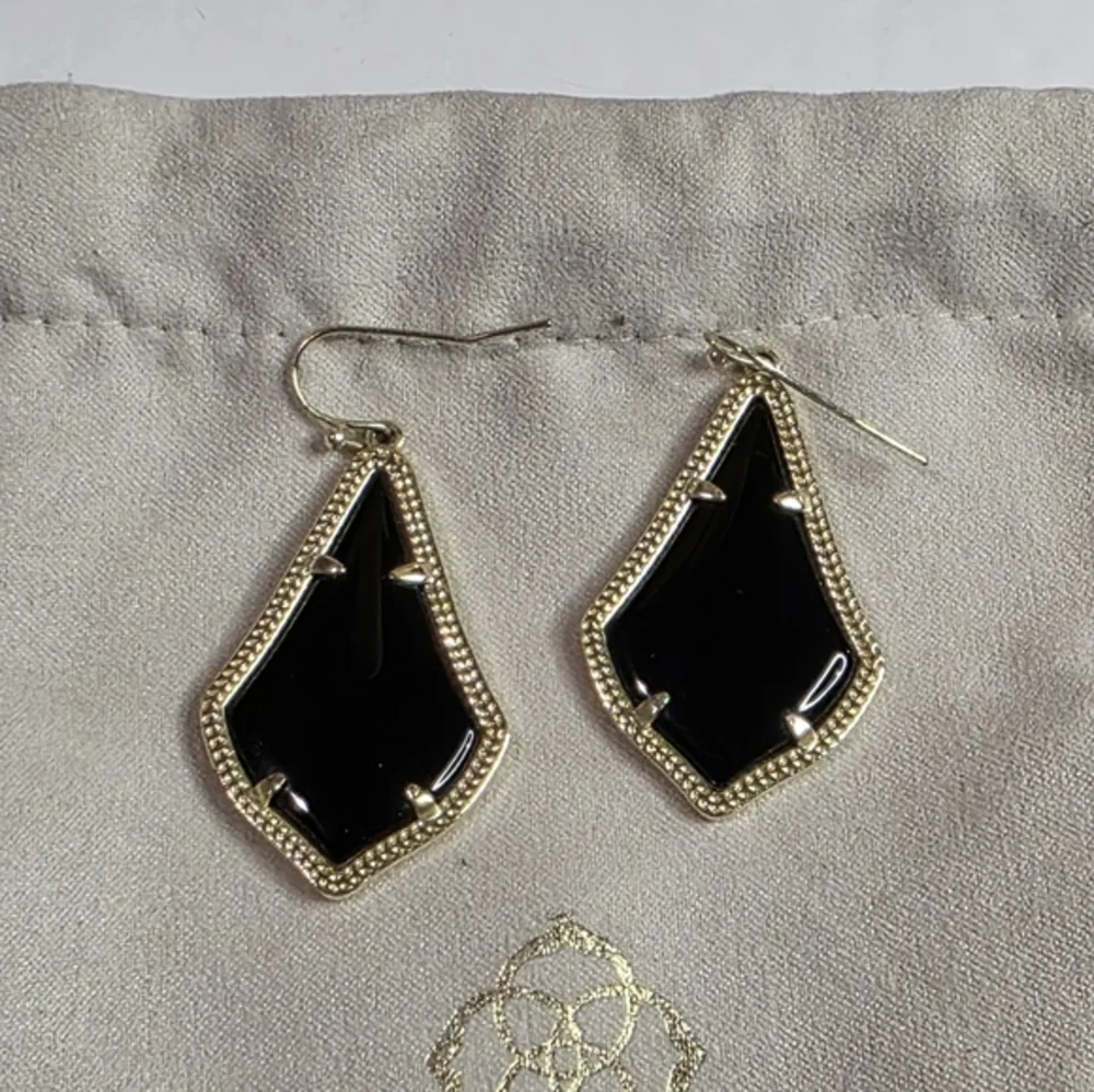 Kendra Scott Black Glass? and Gold‎ Drop ALEX Earrings